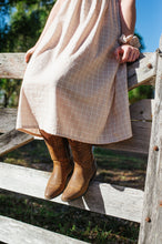 Load image into Gallery viewer, Florence Blouse soft tan gingham ~ custom order only 1 available