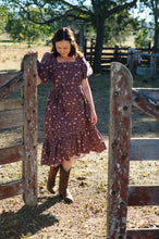 Load image into Gallery viewer, the sunday dress ~ plum brown tiny floral custom order only 1x available