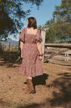 Load image into Gallery viewer, the sunday dress ~ plum brown tiny floral custom order only 1x available
