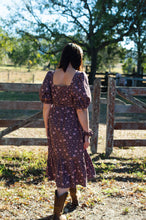 Load image into Gallery viewer, the sunday dress ~ plum brown tiny floral custom order only 1x available
