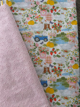 Load image into Gallery viewer, Homemakers Apron 🧺 custom made ducks by the pond with pink ruffles only 1 available
