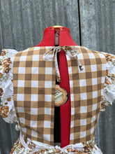 Load image into Gallery viewer, Homemakers Apron 🧺 custom made brown vintage floral &amp; check only 1 available
