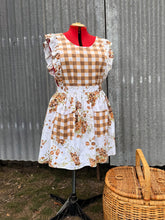 Load image into Gallery viewer, Homemakers Apron 🧺 custom made brown vintage floral &amp; check only 1 available
