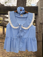 Load image into Gallery viewer, Florence custom order ~ blue gingham &amp; white ruffle only 2 available
